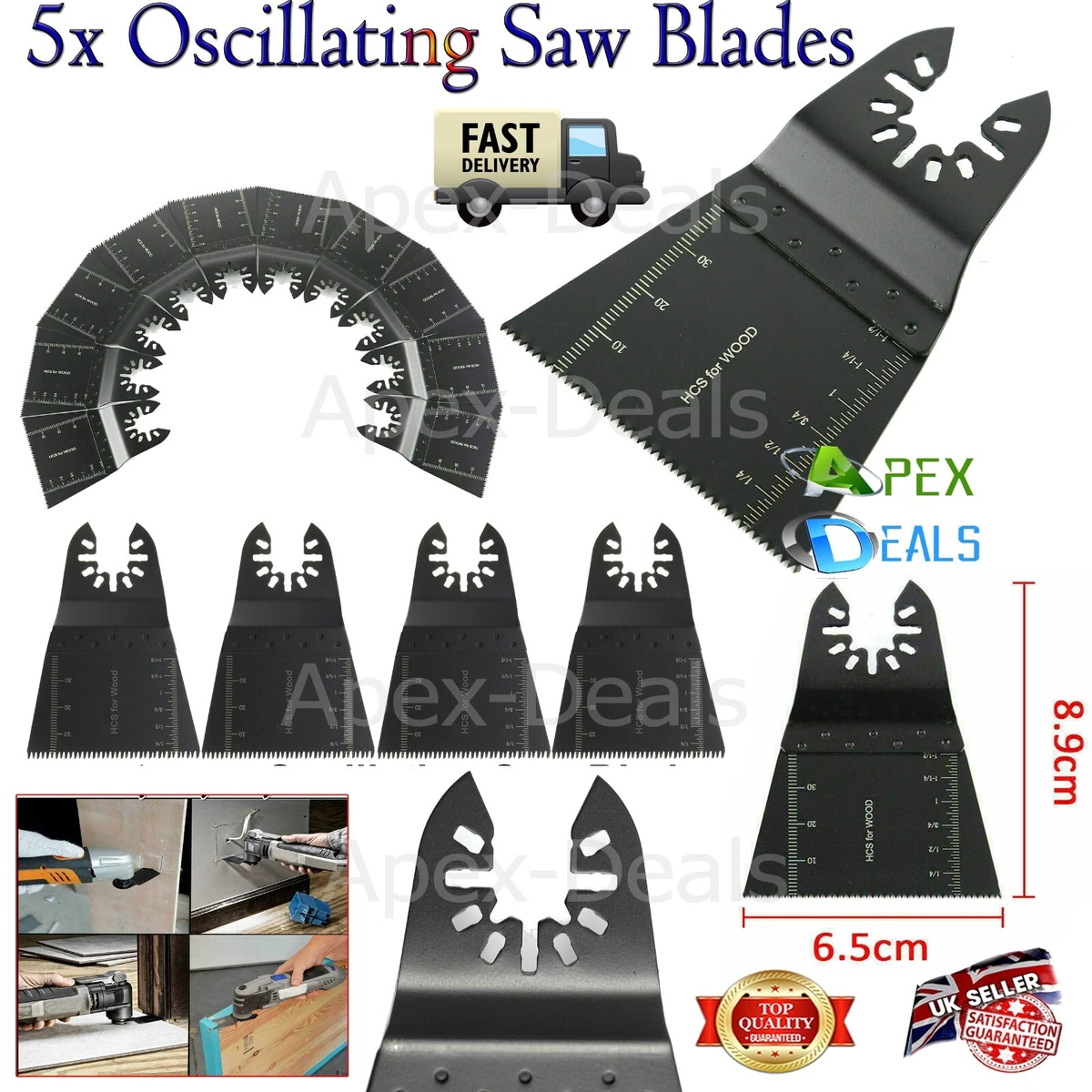5 x Multi Tool Blade Set For Dewalt Bosch Makita Oscillating Saw