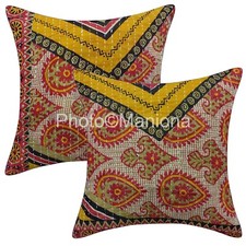 Indian Cotton Set-2 sttich Work Ethnic Kantha Cushion Cover Throw Pillow Cover