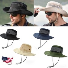 Tactical Boonie Hat Military Bucket Mesh Wide Brim Sun Safari Fishing Booney Cap