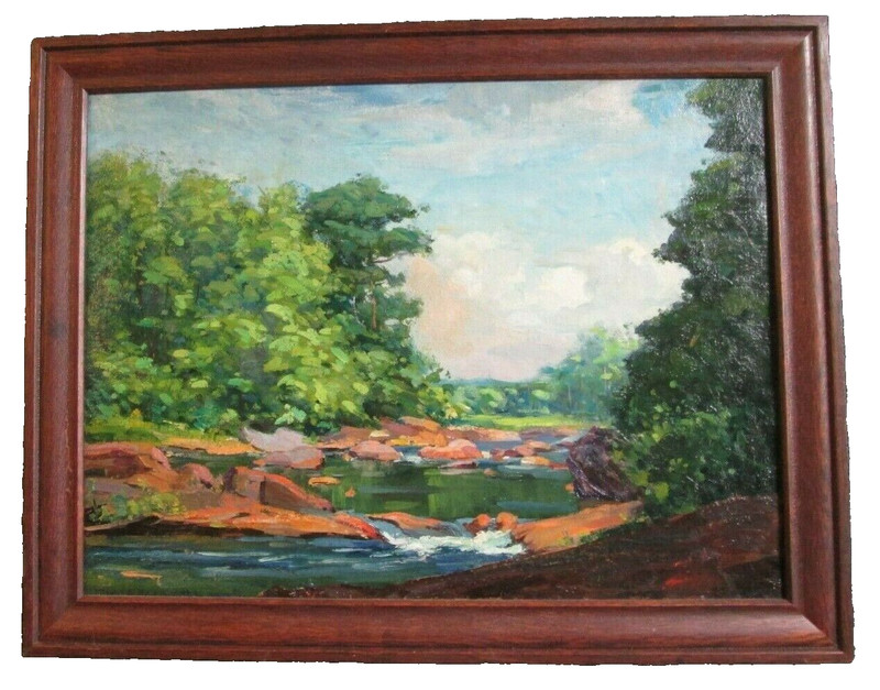 VARALDO CARIANI  22 x 28 FRAMED  OIL PAINTING LANDSCAPE ATTR. INDIANA ARTIST