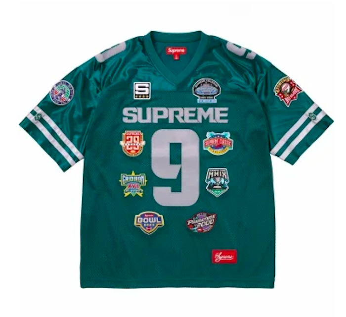 SUPREME FW23 CHAMPIONSHIPS FOOTBALL JERSEY STITCH EMBROIDERED LOGO BLACK  TEAL
