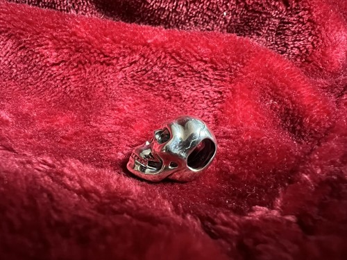 SKULL SKELETON HEAD Pendant Charm 925 silver Green eyes ideal handbag lucky - Picture 5 of 13