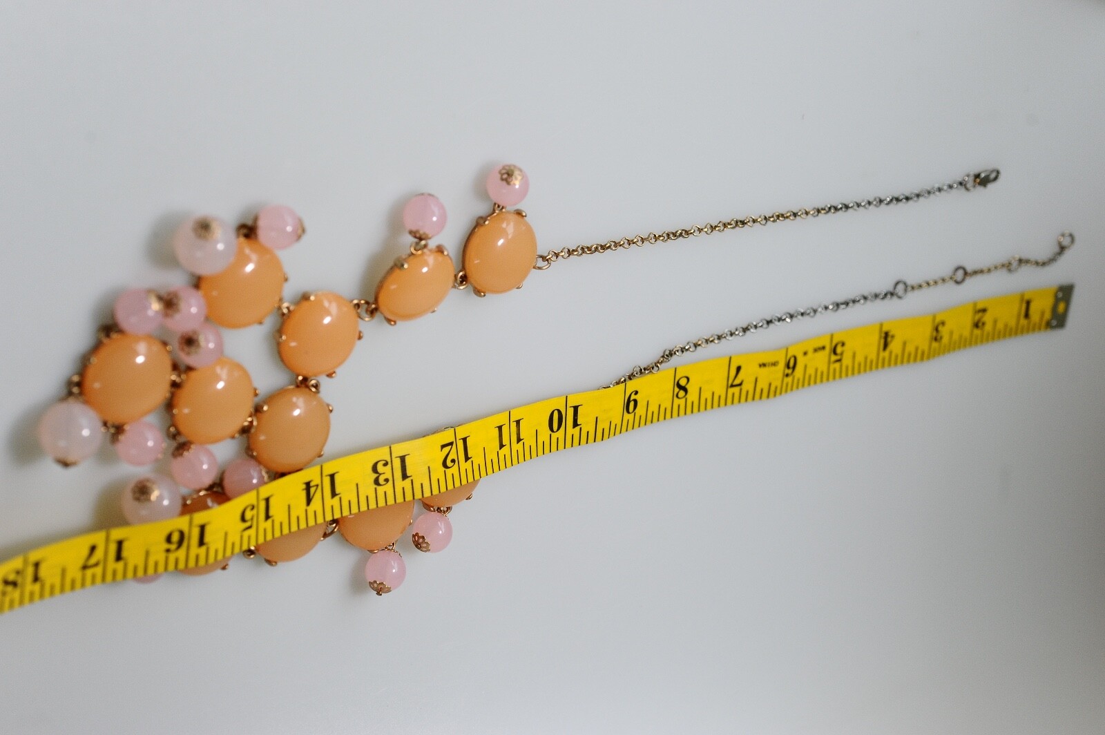 Statement Necklace huge cabochon spring amber ros… - image 2
