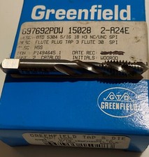 5/16-18 HSS 3 FLUTE H3 SPIRAL FLUTE, PLUG TAP, REDUCED NECK, GREENFIELD,NEW, USA