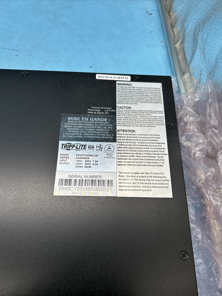 Tripp Lite SMART750RM1UN 750VA/600W 120V 6-Outlet 1U Line-Interactive UPS - Image 2 of 4