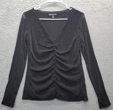 INC International Concepts Moonlight Top Womens S Multi Metallic Lined Pleated