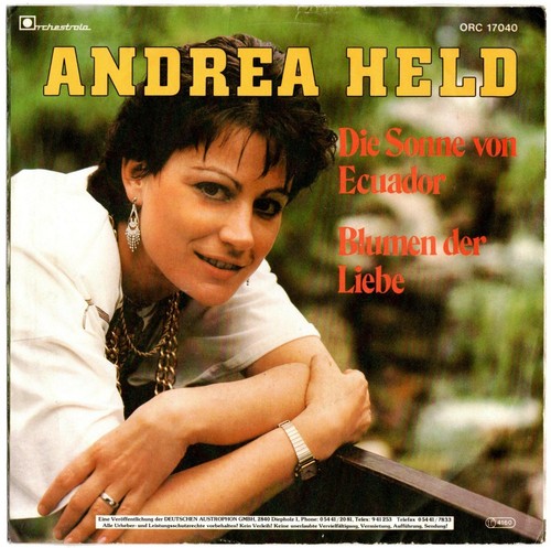 Vinyl-7"-Cover # only Cover # Andrea Held # Sonne von Ecuador # ORC # 1987 # vg - Bild 2 von 2