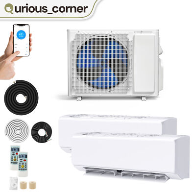 18000 BTU SEER23 Air Conditioner COOL HEAT PUMP System 2Zone 9000 12000 Ductless