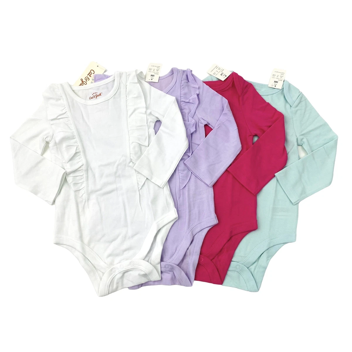 Cat Jack Baby Girl Size 18M Long Sleeve Bodysuit Ruffle Front