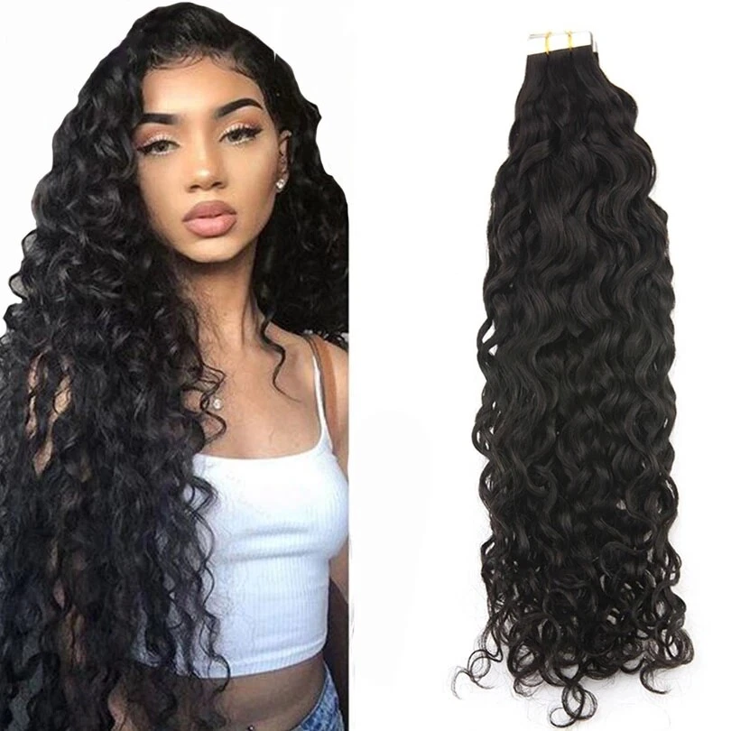Curly Tape In Human Hair Extensions 40 Pieces Per Pack Malaysian