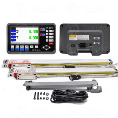TOAUTO LCD Digital Readout 2 Axis DRO Display+2PC Linear Scale Precision 5um Kit
