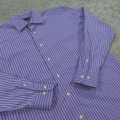 David Donahue Dress Shirt Mens 16 34/35 Button Up Striped Regula Fit