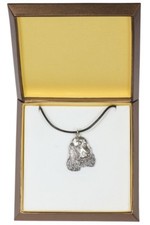 English Cocker Spaniel - silver covered necklace with dog, in box, Art Dog USA