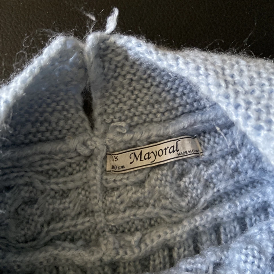 Mayoral Polvo Azul Perla Suéter Niñas 5 Trenzas Tejido Acanalado Top Camisa Blusa Foto 4 de 4