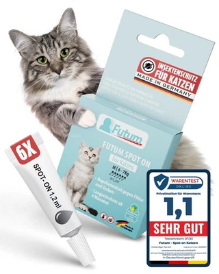FUTUM F UTUM 6x1,2ml Spot on für Katzen 4 -7 Kg Repellent-Mittel gegen Flöhe Zecken