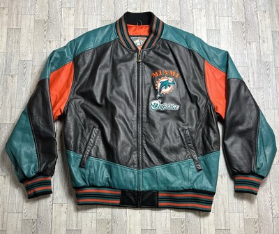 Dolphins レザー ジャケット NFL Vintage G-III and Carl Banks Miami Dolphins Black Leather Jacket