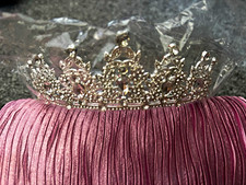 Silver Princess Metal Rhinestone Tiara Crown Headband Hair Accessory
