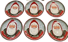 Set of 6 ZRIKE BRANDS ZB Santa Claus Holiday Christmas Plates Green W/Snow NEW