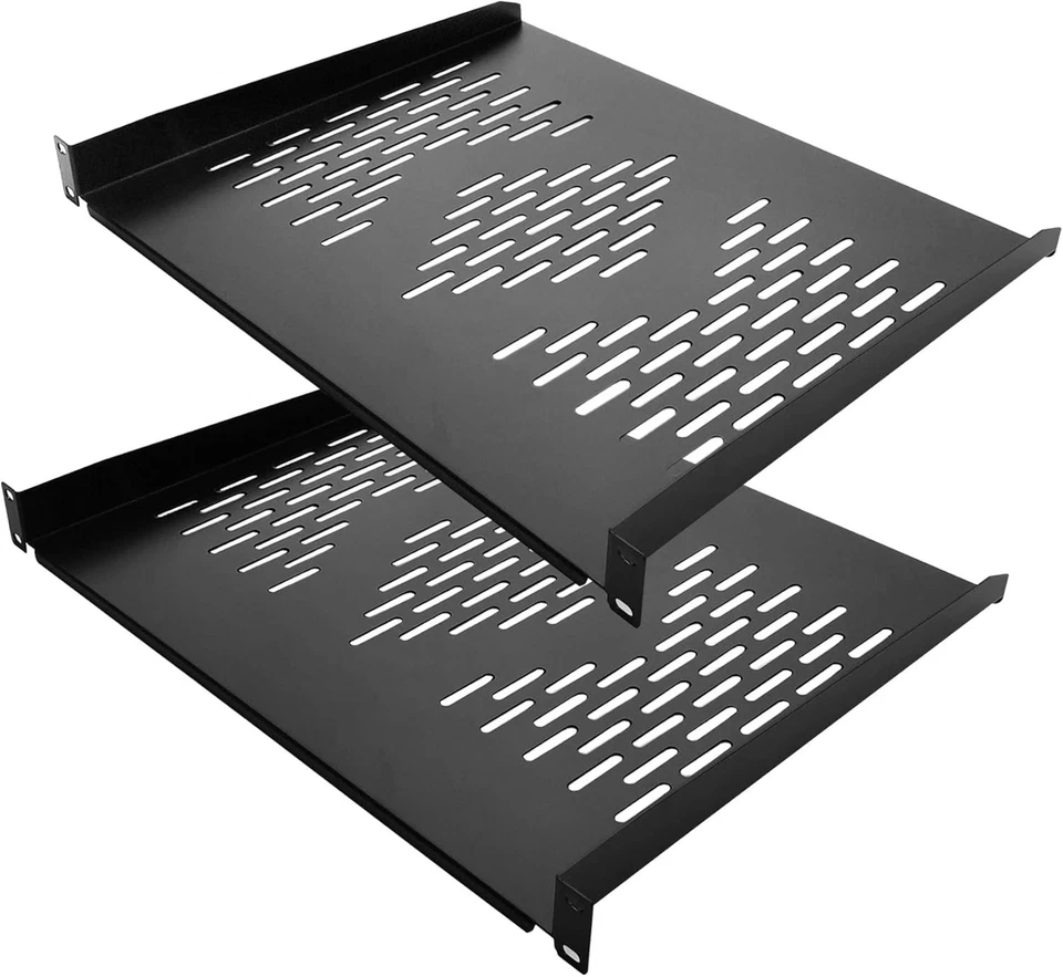 2 PCS 16" Vented Cantilever Server Rack Shelf Mount Trays for Cooling Equipment - Image 3 of 4