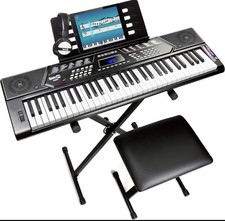 RockJam 61 Key Electronic Keyboard Piano with Stand, Stool and Headphones