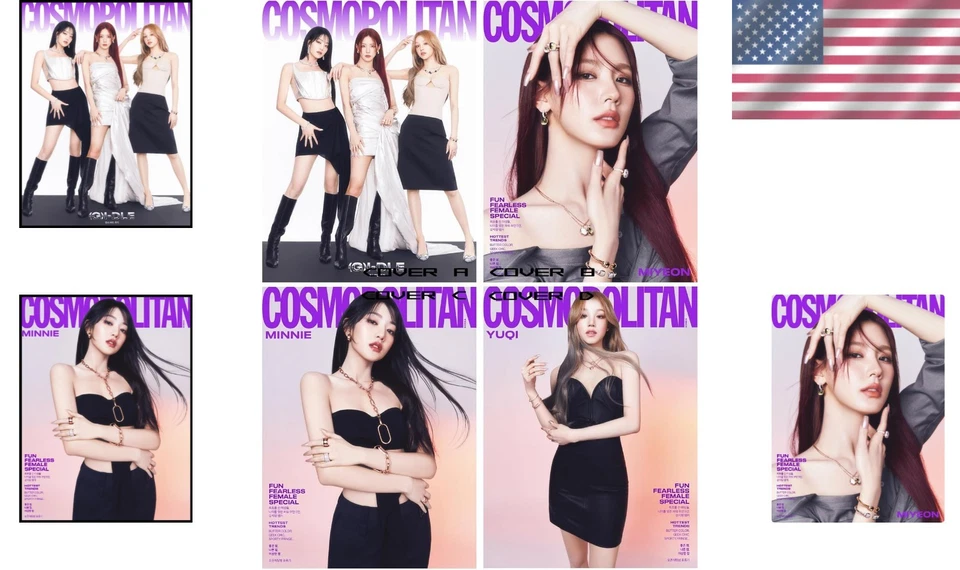 Cosmopolitan Korea March 2024 Magazine G I DLE Miyeon Minnie Yuqi Cover Colle... - Image 2 of 4