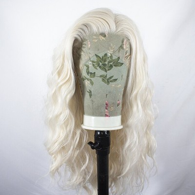 Blond bleichen Long Wavy Kunsthaar Natürlich Kleberfreie Lace-Front-Perücken