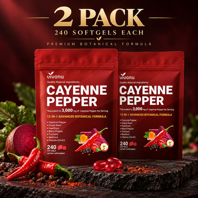 2 Pack VivoNu 12-in-1 Cayenne Pepper Softgels 240 Day Supply Each