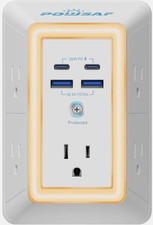 Multi Plug Outlet Surge Protector - POWSAF 5 Outlet Extender with 4 USB Ports 2