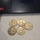 Lot of 5 Franklin Half Dollar - Silver - vg Shape