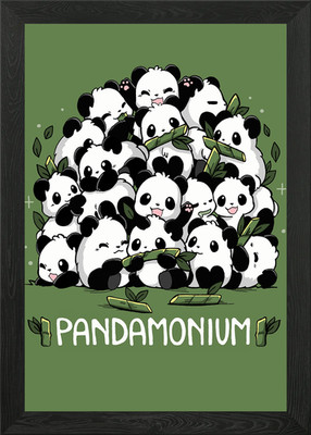 Pandamonium: Niedlicher Panda Haufen Gerahmtes Wandbild Poster Leinwanddruck Bild