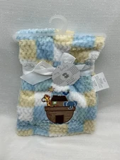 My Baby Noah Ark Plaid Design Plush Fleece Blanket Security Lovey 30" X 40" NEW