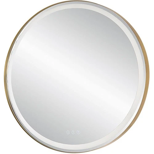 Uttermost 09947 Crofton 32 X 32 inch Plated Brushed Brass LED Lighted Mirror - Picture 8 of 11