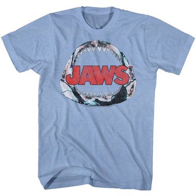 Jaws Kurzarm T-Shirt Blue Heather Herren Crew Neck Grafik Print Regular