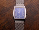 Seiko Slim Quartz Men Blue Dial Silver Bracelet (Barrel Tank) Vintage Watch