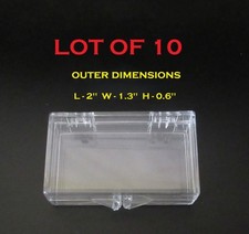 10 LOT Small Hinged Lid Clear Plastic Boxes Lid Art Jewelry