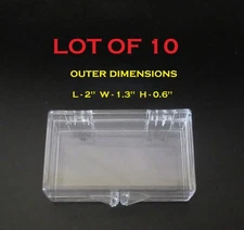10 LOT Small Hinged Lid Clear Plastic Boxes Lid Art Jewelry