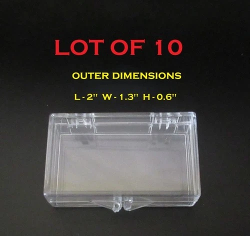 10 LOT Small Hinged Lid Clear Plastic Boxes Lid Art Jewelry