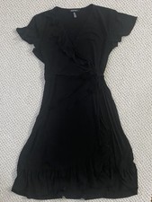 Little Black Dress (LBD)- Ellen Tracy Flounce Sleeve Faux Wrap Dress