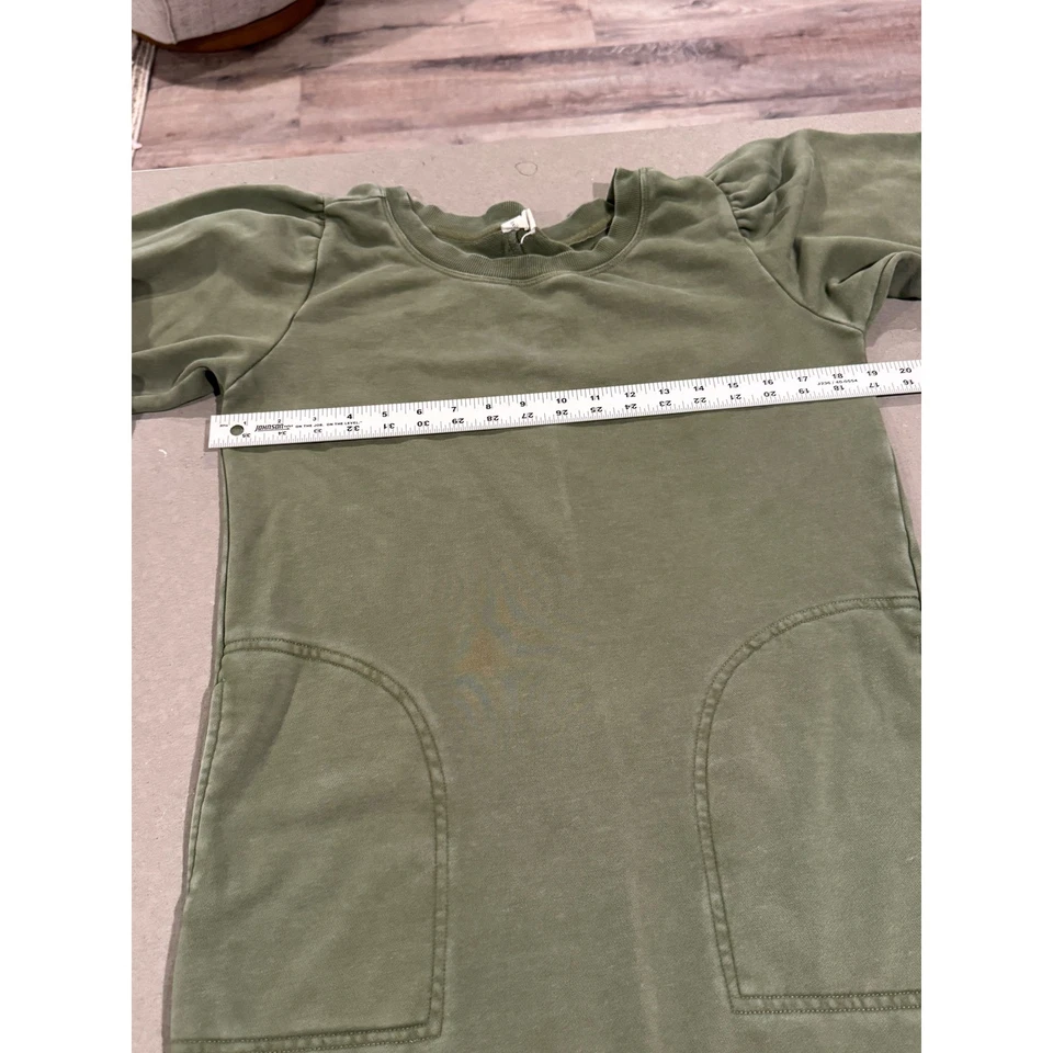 Daily Practice by Anthropologie Olive Green Puff Sleeve Sweatshirt Dress Size S - Image 3 of 4