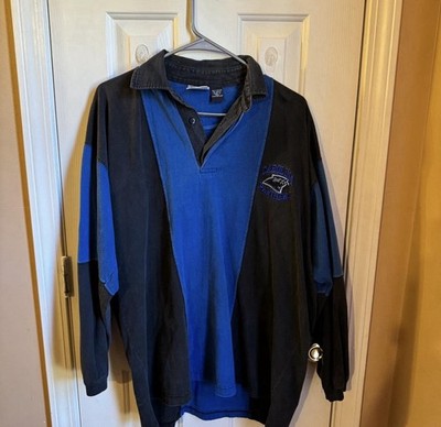 1997 Carolina Panthers Long Sleeve Quarter Button Up; Nice Color Block Pattern