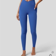 New Halara Softly Zero Crossover Pocket Blue Leggings sz Medium