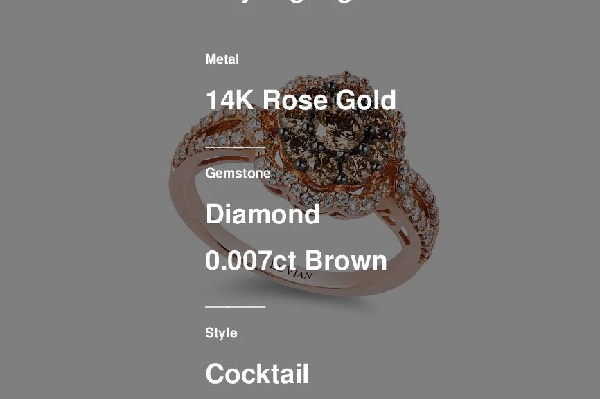 Anillo Le Vian Oro Rosa 14K G-H SI1 Chocolate Diamante 1.11 cts Talla 7 Foto 2 de 4