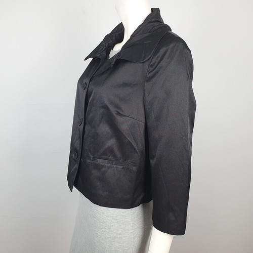 Pagani Size M, 12 Blazer Jacket Bolero Black 3/4 Sleeve Collared Button Women - Picture 2 of 12