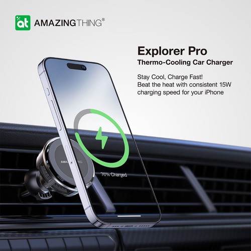 Thermo Cooling Mag 15W Car Charger Holder iPhone 16 15 14 Pro Max Fast Charge - Picture 3 of 14