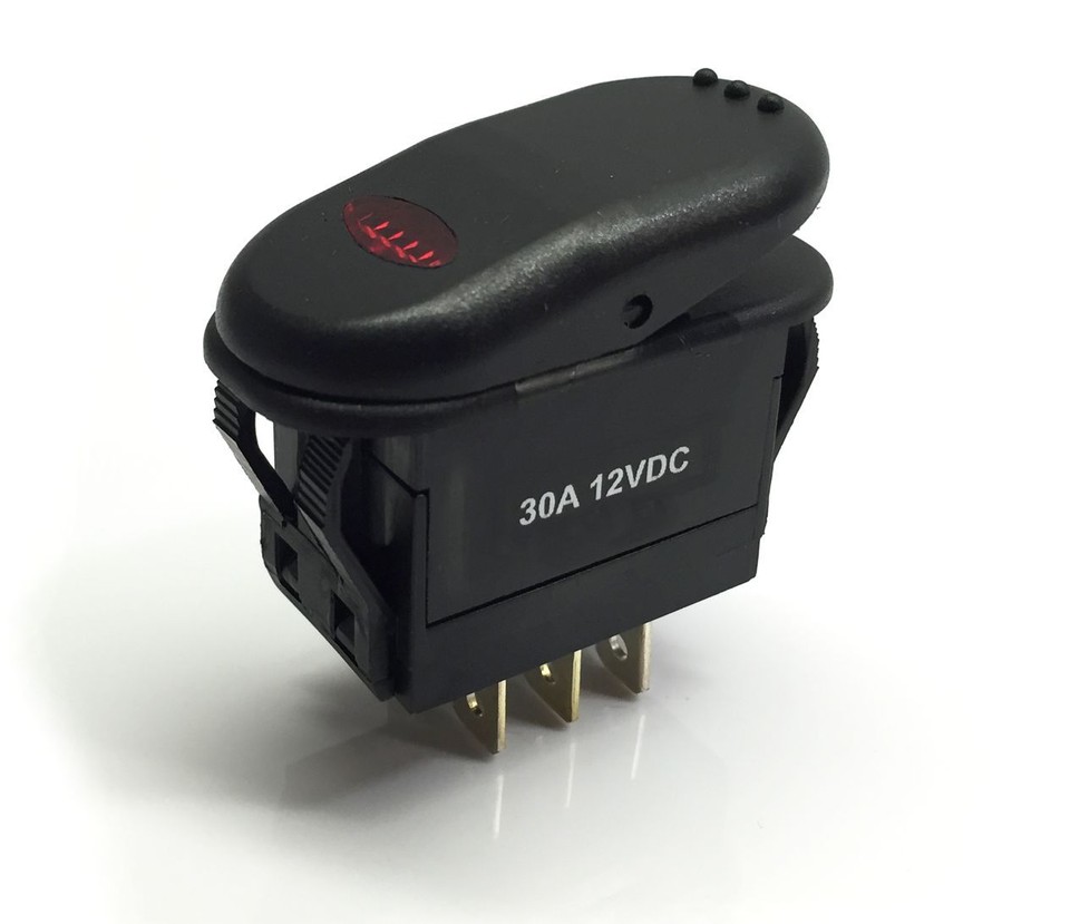 Illuminated 30 Amp DPDT 2 Position On-On Rocker Switch - 232B2-B/B | eBay
