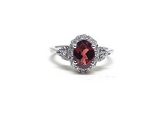 Sterling Silver Garnet Engagement Ring 7x9 mm Oval Garnet Anniversary Ring