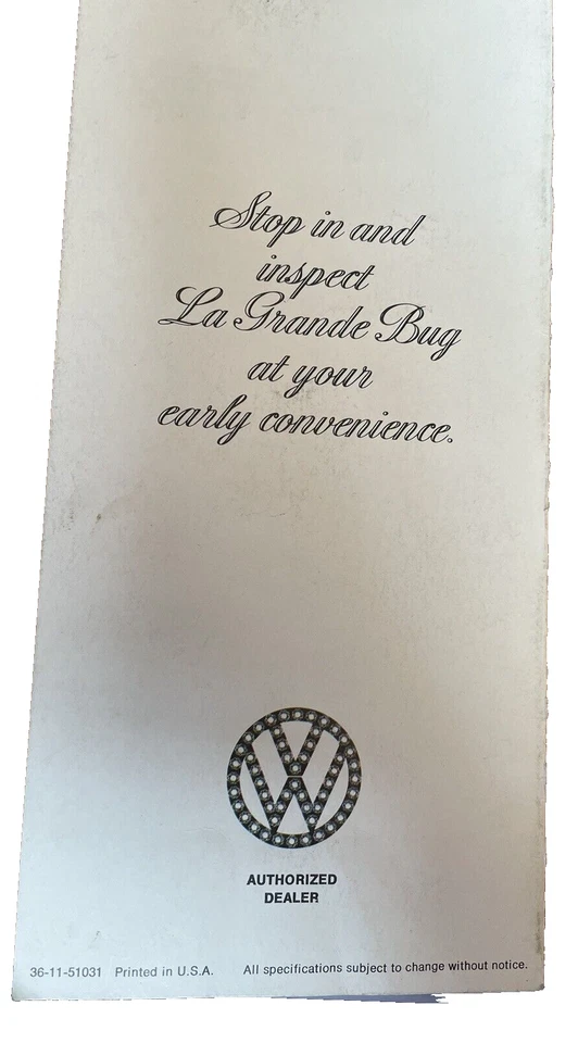 VW La Grande 1975 invitación a insectos publicidad Volkswagen azul verde techo corredizo EE. UU. Foto 4 de 4