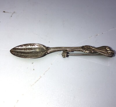 Vintage Teaspoon Brooch Silver Tone Spoon Pin Sweet