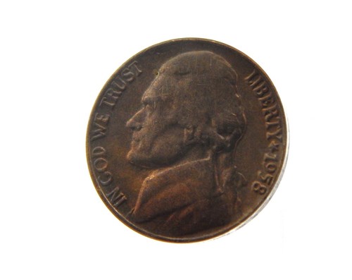 Jefferson Nickel ANACS MS 64 1958 5 pasos "Belleza negra" aleación incorrecta BT638 - Imagen 2 de 4