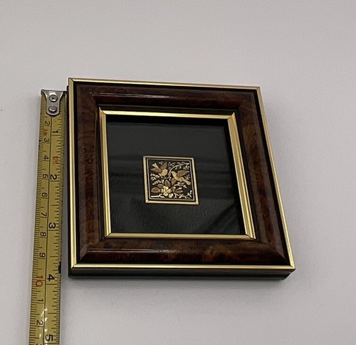 Quadro TOLEDO ORO 24K INCORNICIATO DAMASCENO 1,5” uccellini su ramo fiore decorazione casa - Foto 3 di 12
